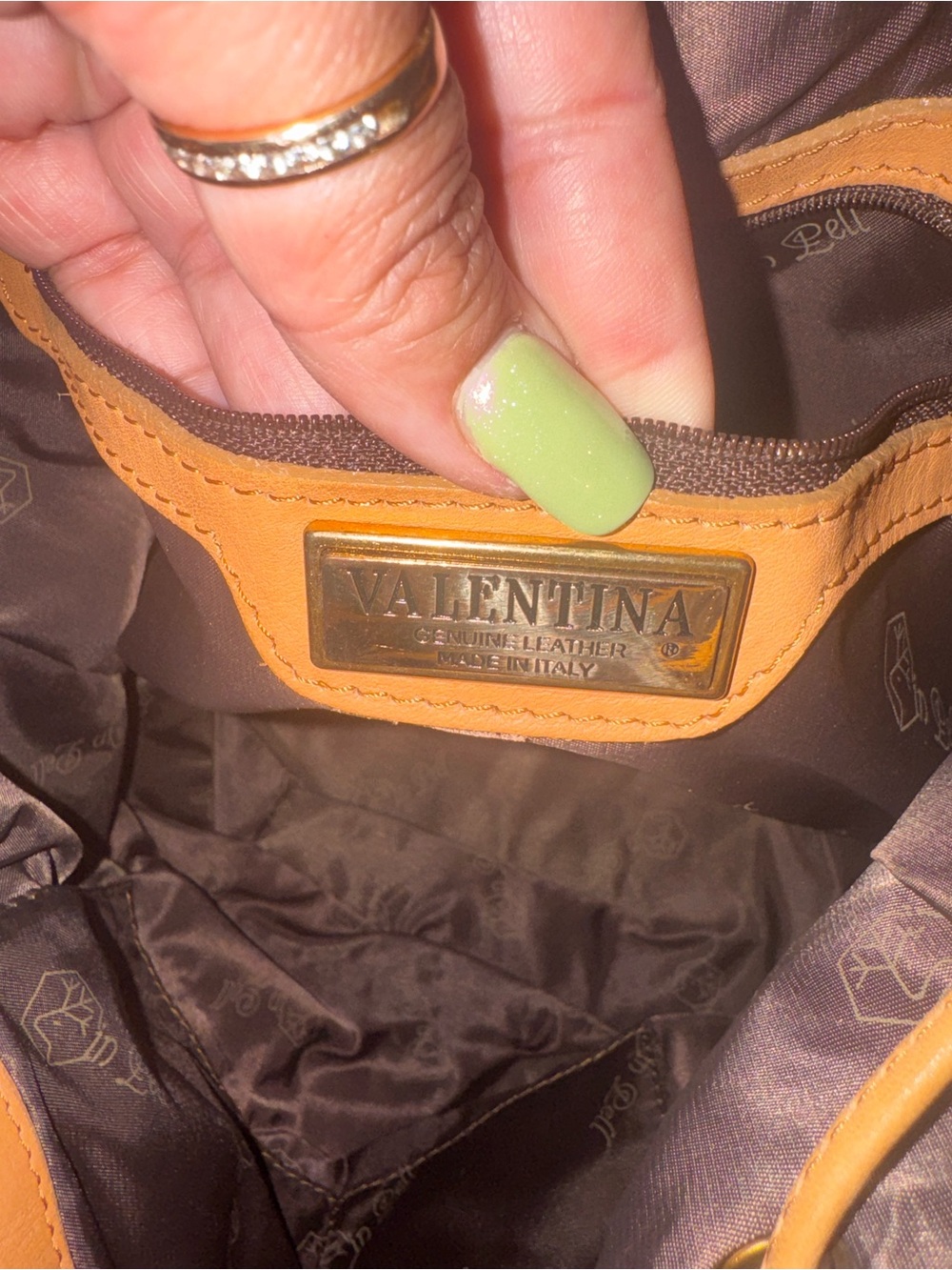 Valentina Red & Tan Leather Drawstring Bucket Bag - Picture 9 of 9
